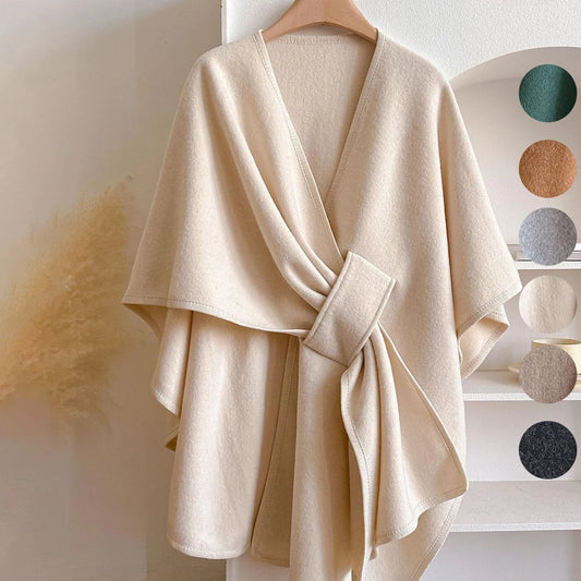 Women Poncho Winter Warm Shawl Double Sided Designer Thickening Blanket Luxury Scarf Female Cloak Cashmere Pashmina Cape Stole