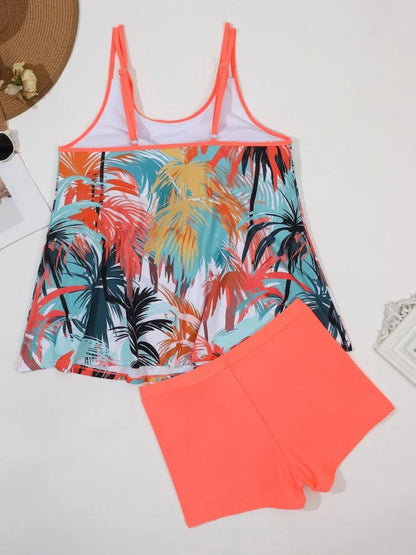 VigoJany 2026 Sexy Print 2 Piece Plus Size Tankini Women Strapped Hollow Curvy Swimsuit Brazilian Beach Lady Big Bathing Suit