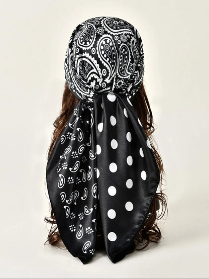 Women's Elegant Floral Print Satin Scarf, New Style Fashionable Soft Comfortable Shawl，Casual Versatile Headscarf