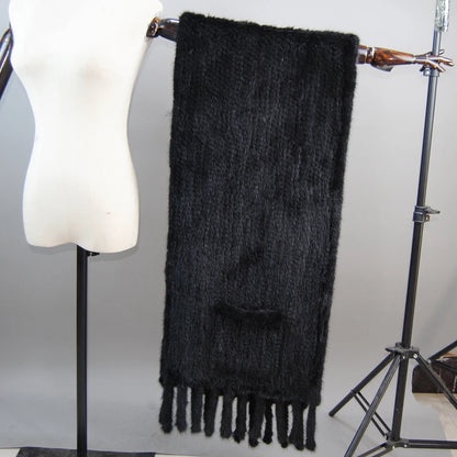 Lady Winter Warm Natural Mink Fur Pashmina Scarf Women Knit 180x35cm Real Mink Fur Warp Scarves Female Mink Fur Poncho Mufflers