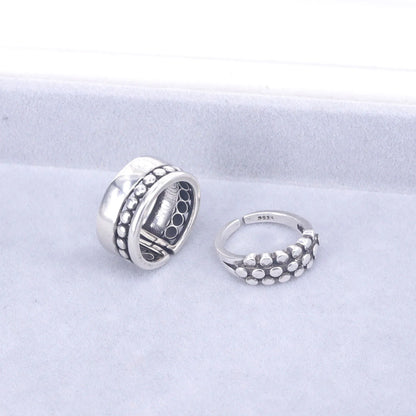 VENTFILLE 925 Sterling Silver Geometric Multilayer Round Bead Ring Female Fashion Punk Temperament Prevent Allergy Charm Jewelry