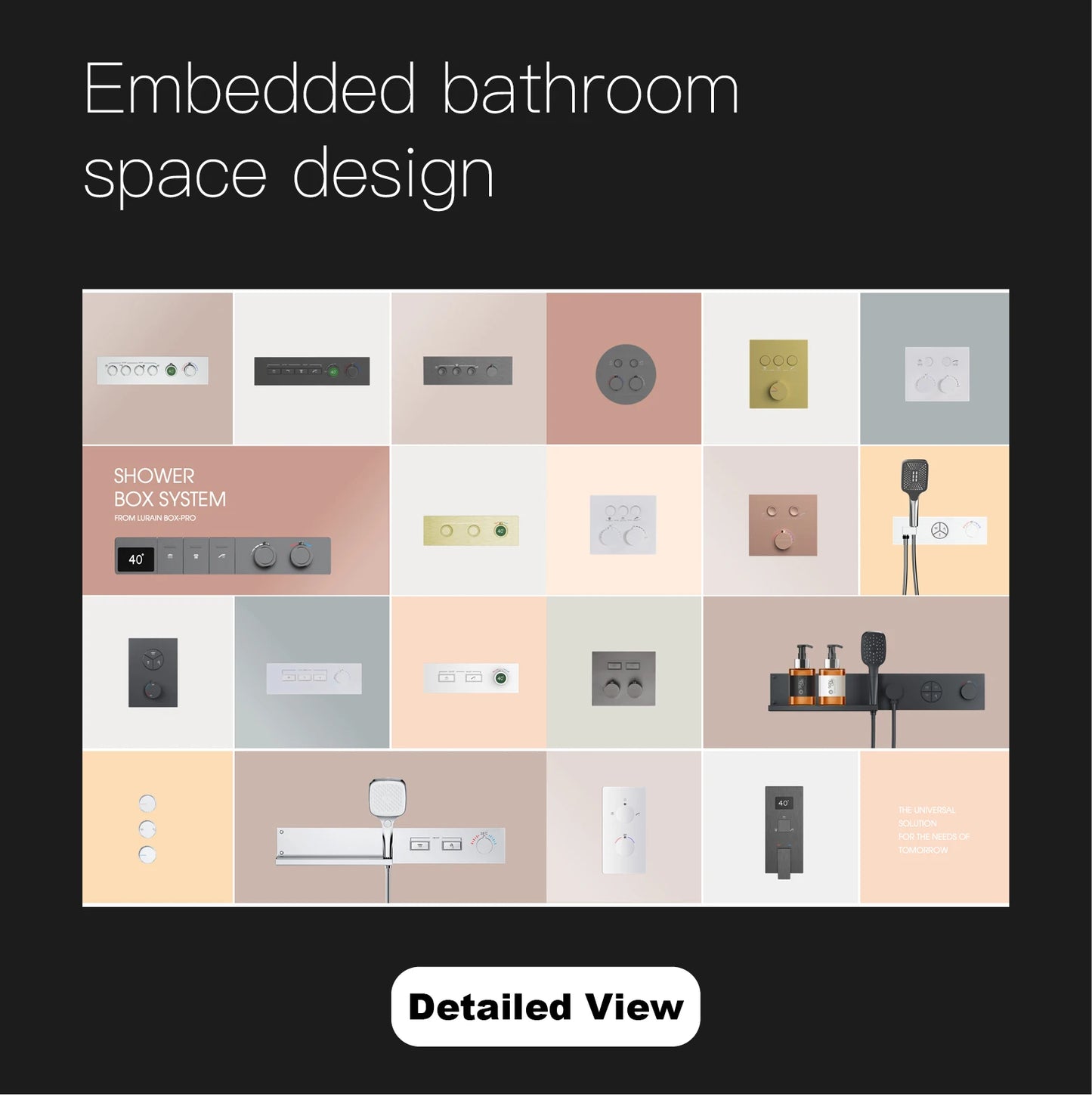 Luxury Black Brass Shower System Wall-Mounted LED Digital Display Design Cold & Hot Dual-Control 4-Function Ceiling Shower Tap