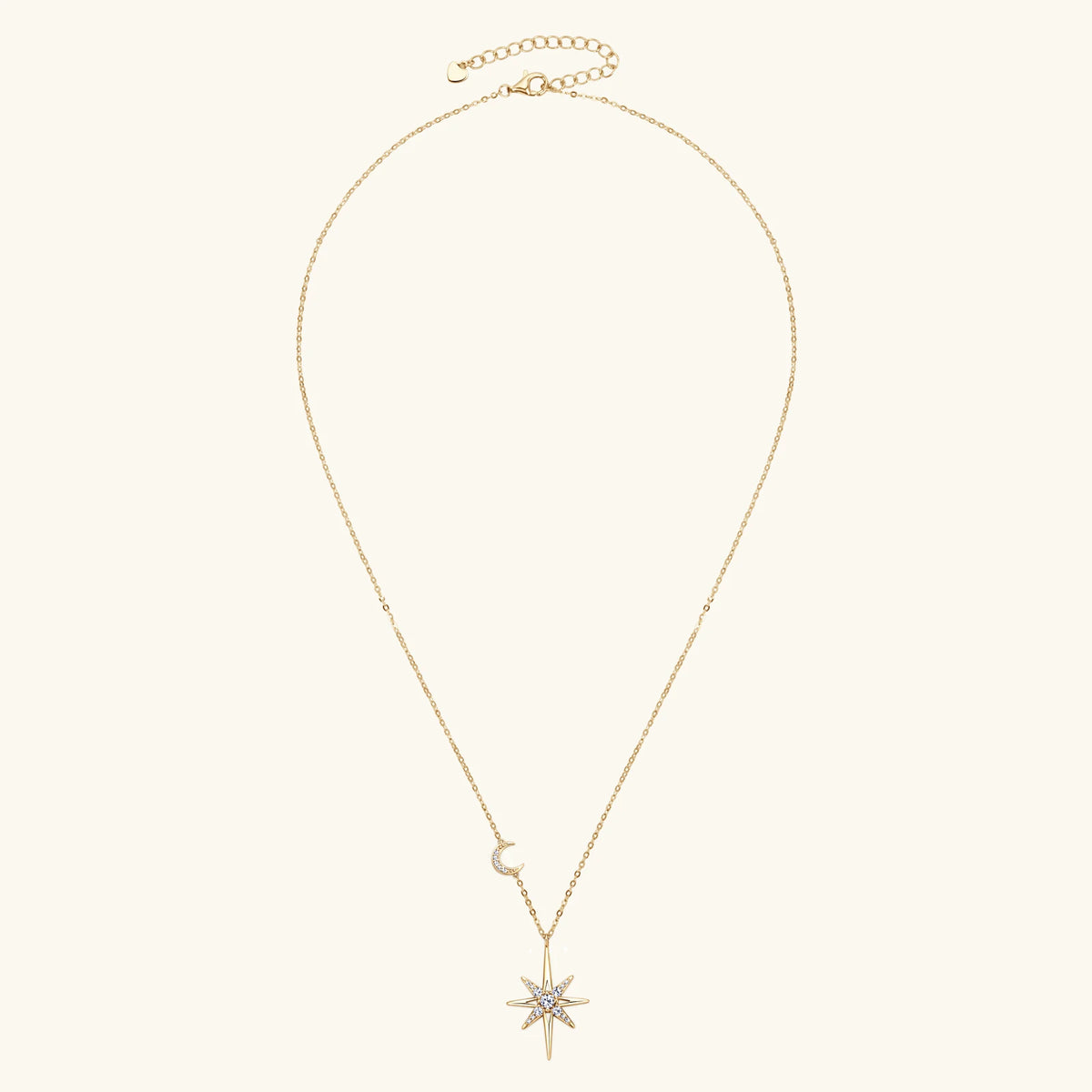 100% 925 Silver Full Moissanite Necklace for Women 18K Gold Plated Star&Moon Pendant Necklace Choker Chain Fine Jewelry Gifts