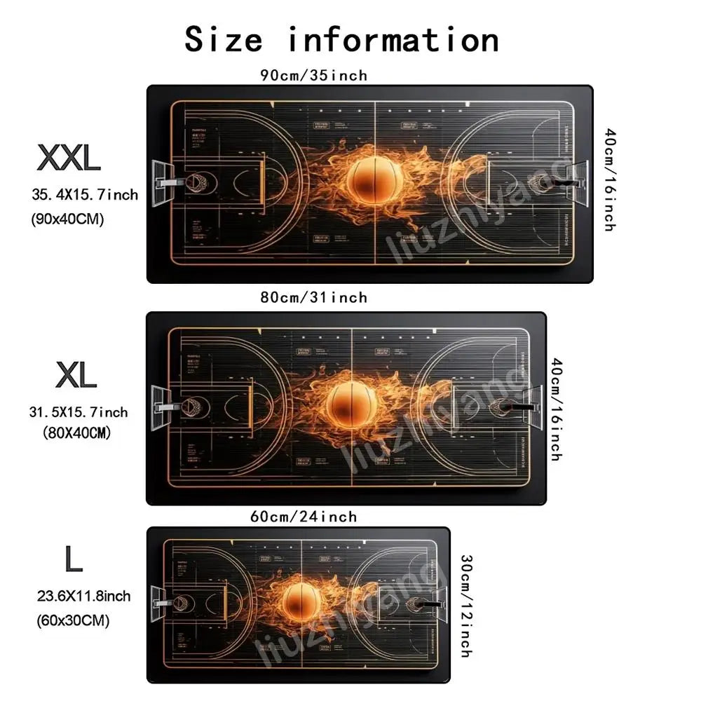 Basketball court Mouse Pad Large Computer Office Game Table Mat Rubber Anti-slip Stitched Edge Keyboard Mat 90x40 XXL Desk Pad