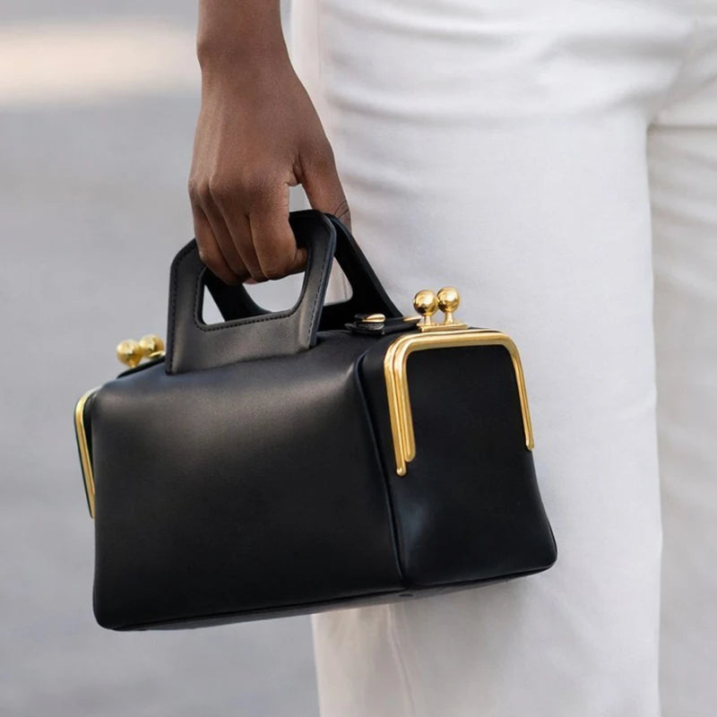 NEW Two side clamp design Frame Kiss lock Bag For Women Luxury Designer Handbag Purse 2026 New In PU Underarm Shoulder Bag
