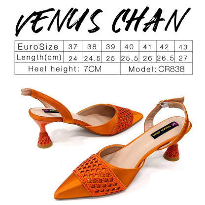 Nigerian Women Heel Party Ladies Italian Design Shoes And Bags Set Decorated with Rhinestone Handbag Wedding Party