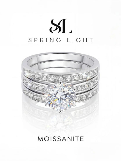 2CT Glittering Real Moissanite Diamond Ring Set For Women Gift Real 925 Sterling Silver Hot Sale Wedding Fine Jewelry