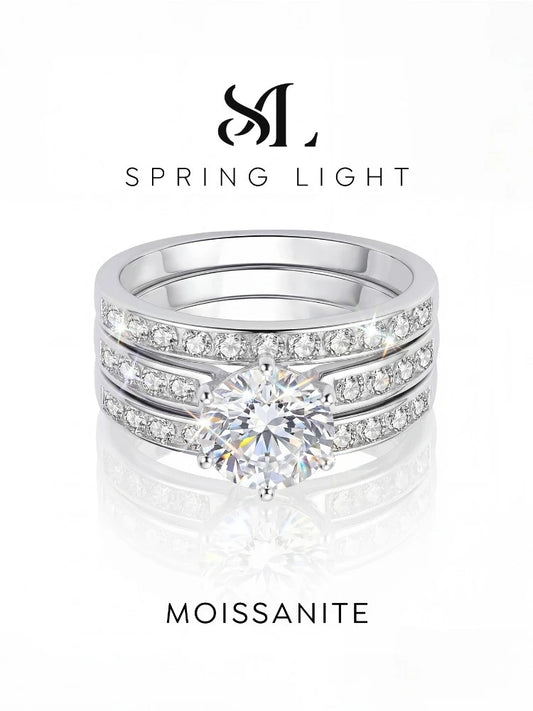 2CT Glittering Real Moissanite Diamond Ring Set For Women Gift Real 925 Sterling Silver Hot Sale Wedding Fine Jewelry