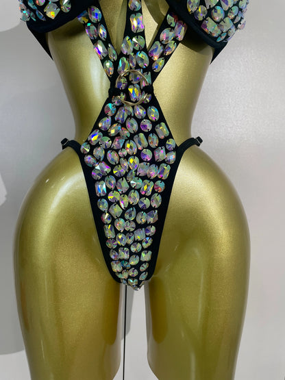 Sexy Sparkly Diamonds Swimsuit Bar Bikini 2026 Fashion Women Crystal Handmade One-piece Bodysuit Swimsuit Stage Photoshoot Wear