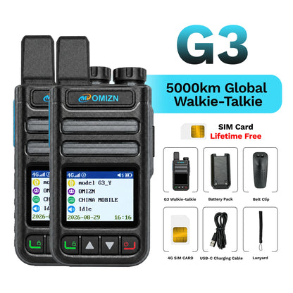 OMIZN Walkie Talkie 4G Global Signal Radio 5000 Km POC Radios Long Range Camping Waterproof IP65 Portable Distance Calling G3