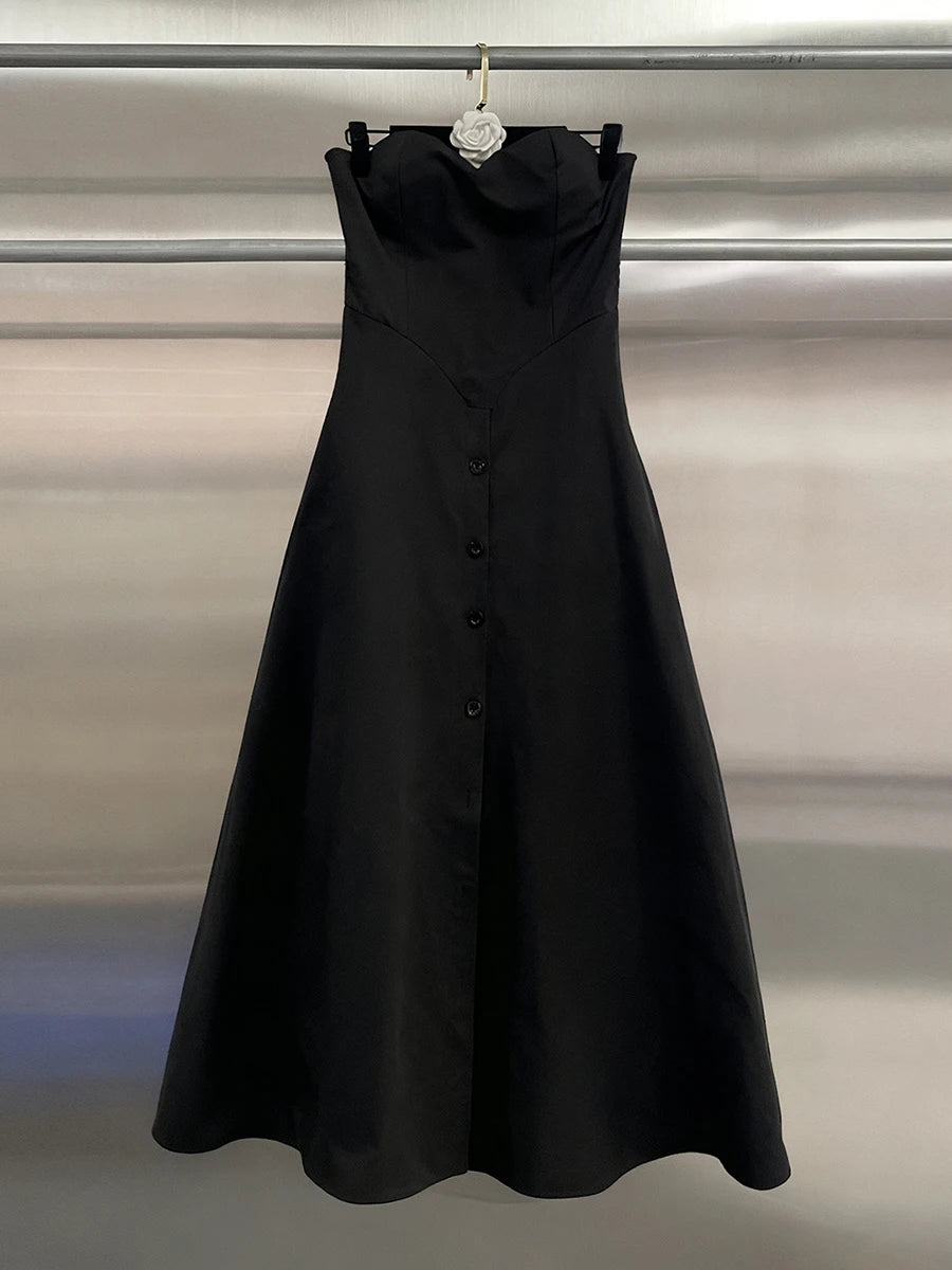 CHICEVER Black Spliced Single Breasted Jumpsuit Female Square Collar Sleeveless Temperament Elegant Women's Jumpsuits Fashion