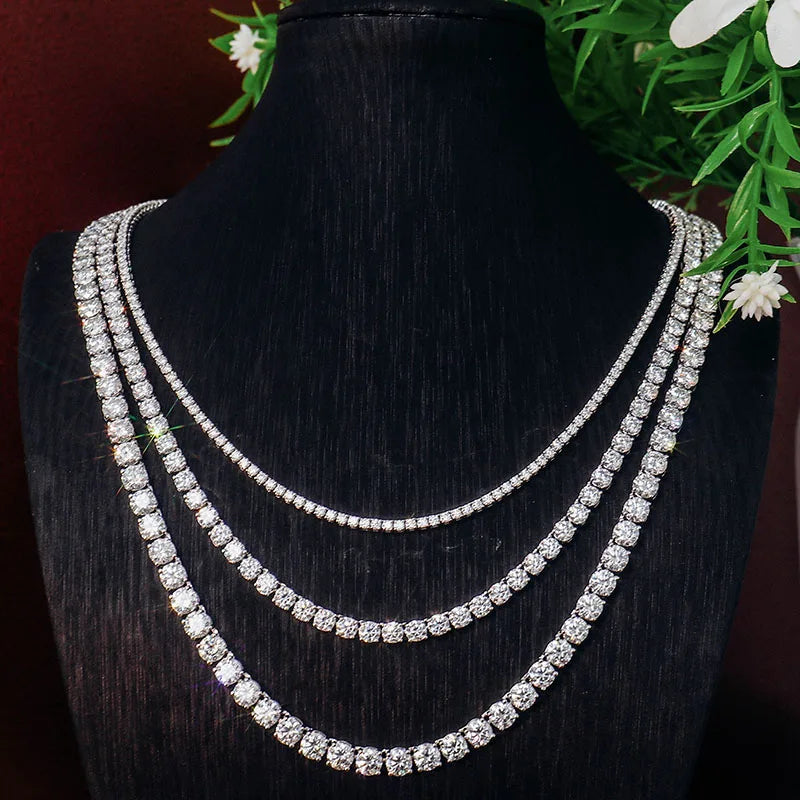 Provence Moissanite Necklace for Women Man Sterling Silver Link Chain 2/3/4/5/6 mm D Color VVS1 S925 Tennis Necklace for Ladies
