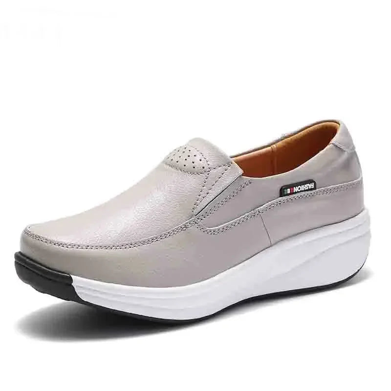 Women Flats Platform Loafers Ladies Elegant Genuine Leather Moccasins Shoes Woman Spring Round Toe Slip On Casual Women's Shoes