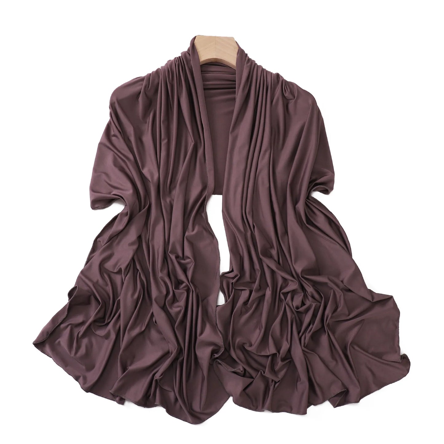 Luxury Wavy Edge Jersey Hijab for Women Solid Color Milk Silk Scarf Headscarf Autumn Shawl Stretchy Chiffon Scarf Ramanda
