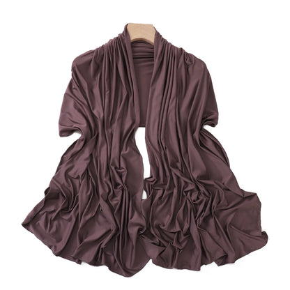 Luxury Wavy Edge Jersey Hijab for Women Solid Color Milk Silk Scarf Headscarf Autumn Shawl Stretchy Chiffon Scarf Ramanda