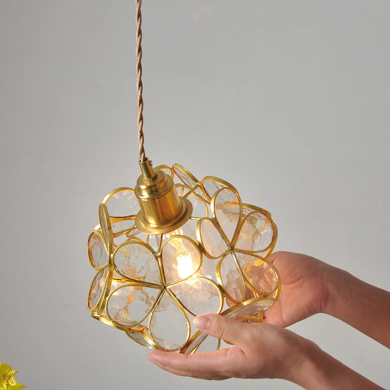 Modern Glass Pendant Lights for Restaurant Cafe Decoration Hanging Lamp Ceiling Chandeliers Nordic Flower Lighting Hotel Decor