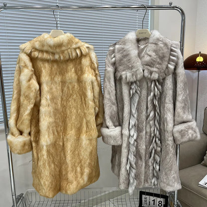 2026 New Elegant Winter Natural Rabbit Fur Coat Jacket Real Leather Fur Women's Fringe Tassel Clothing Female Outerwears