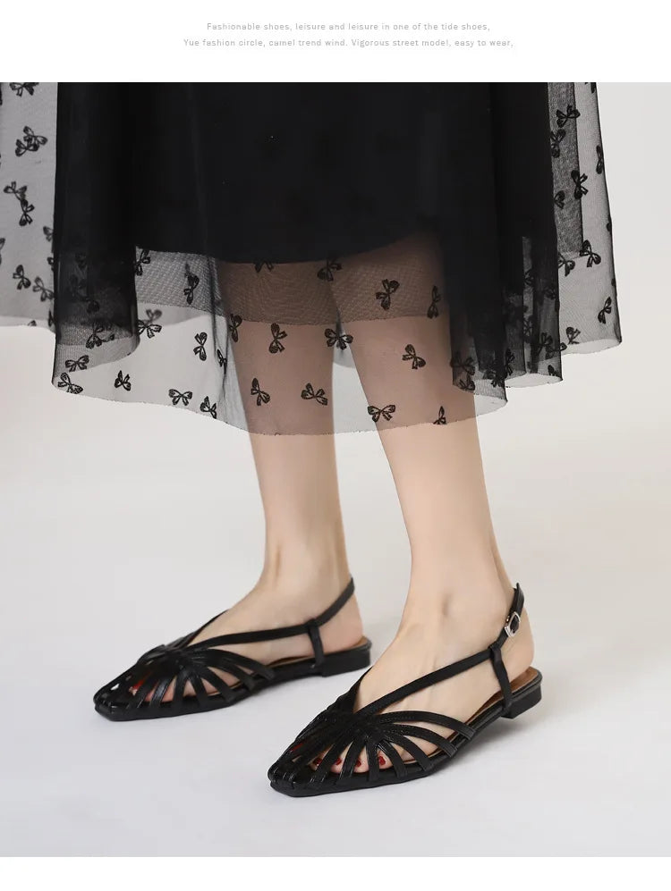 Women Plus Size Flat Gladiator Sandals Summer Sexy Luxury Gold Narrow Band Hollow Out Designer Brand Party Dress Shoes Sandalias