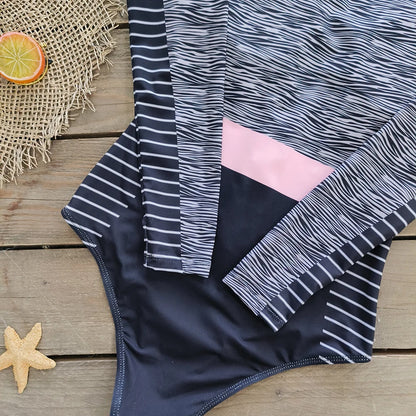 2026 Surfing Sport Swimsuit Long Sleeves Women One Piece Swimsuit  Swimwear Solid Monokini Bathing Suit Tropical Bodysuit Female