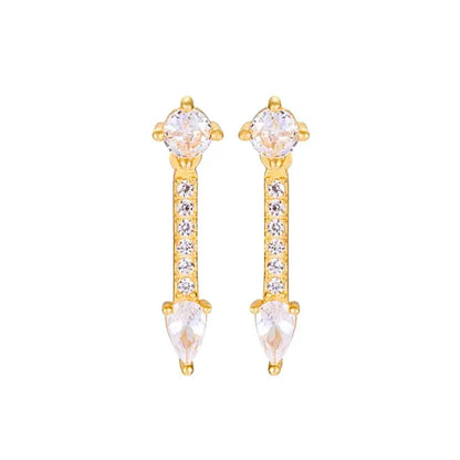 925 Sterling Silver Needle Long Chain Stud Earrings For Women Exquisite Zircon Geometric Tassel Pendant Earrings Luxury Jewelry