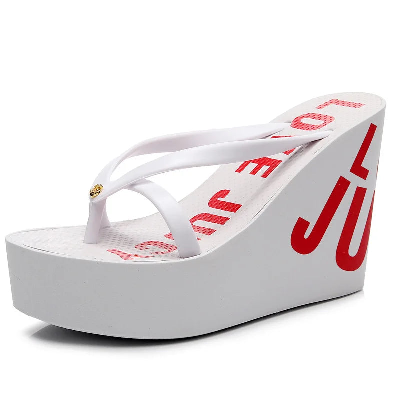Women's Sandals Flip-Flops Summer Rubber Non-Slip Upper Slippers Wedge Fashion High Heel Beach Sandals for Women's slippers