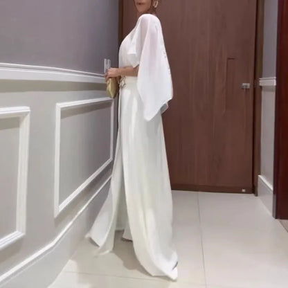 Elegant O-neck Temperament Jumpsuits 2026 Women Fashion Simple Waist Chiffon Romper Summer Casual Cover Up Loose Solid Playsuit