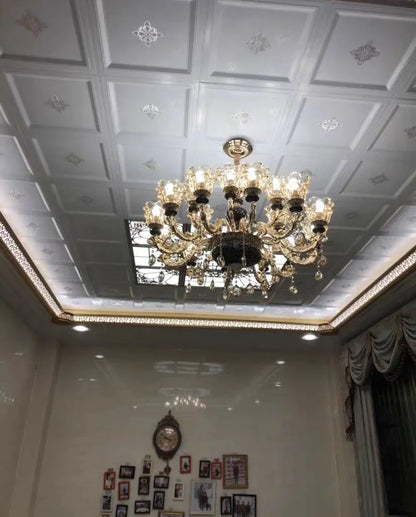 French Luxury Crystals Chandelier Living Room Bedroom Lamps Atmosphere Minimalist Ceramic Bedroom Crystal Lamp Villa Light Stair