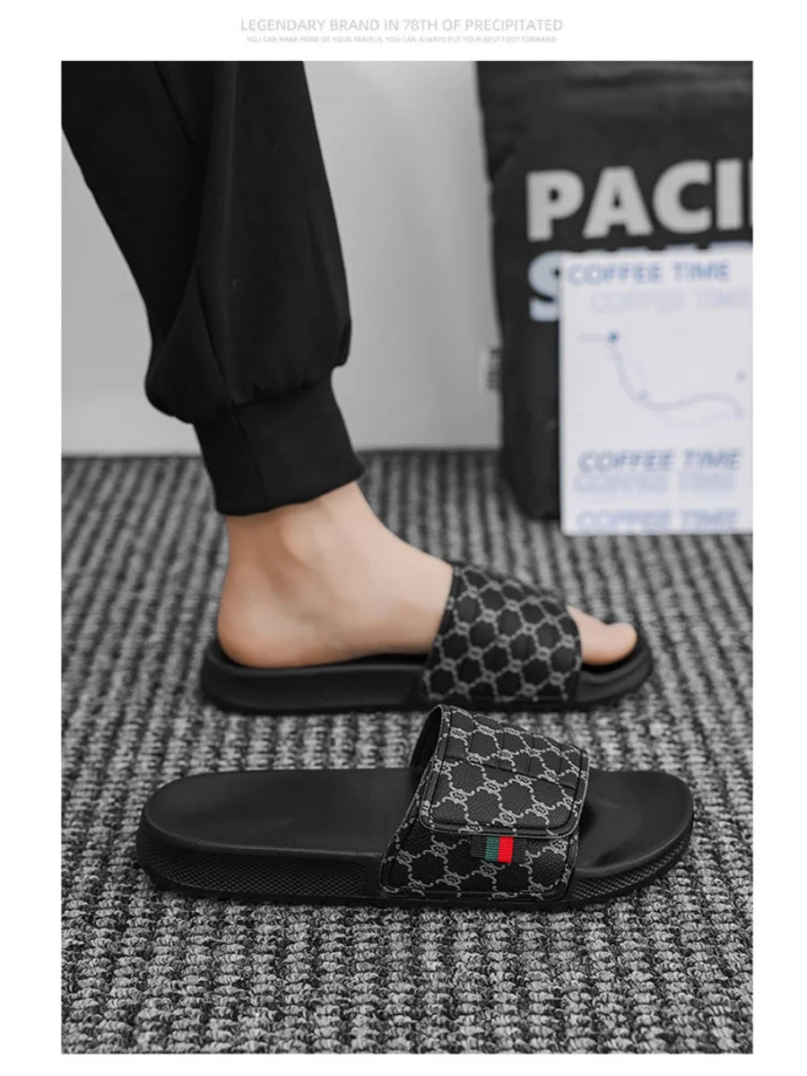 Summer men's slippers fashion comfortable breathable slippers indoor bathroom sandals plus size casual outdoor beach shoes 47