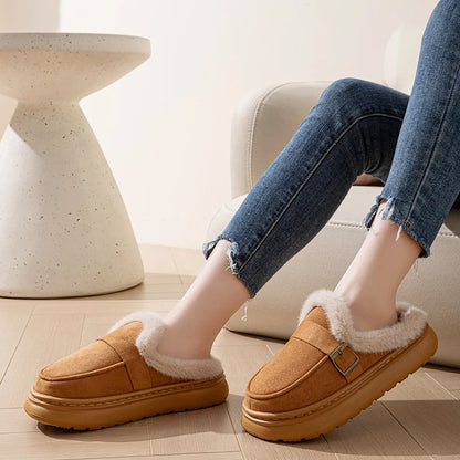 Casual Women's Home Slippers Winter Plush Luxury Designer Woman Shoes Indoor Fluffy Platform Fuzzy Fur Slides Elegant Flats Warm