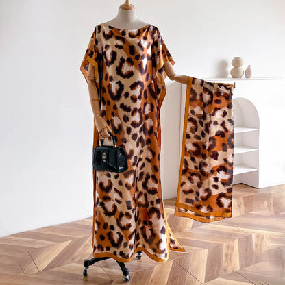 Summer Fashion Oversize African Dress Women's Satin Silk Sunscreen Muslim Robe Dubai Dashiki Abaya Beachwear Lady Clothing