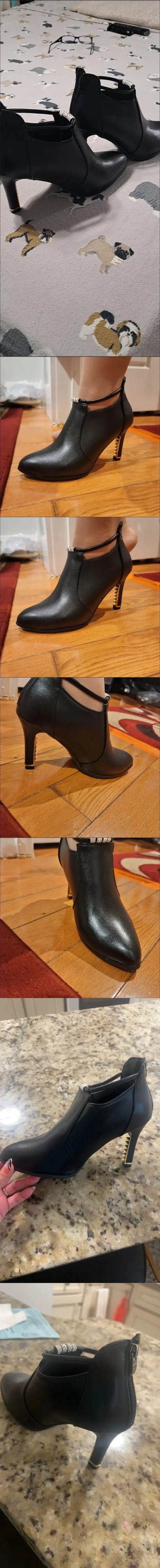 Elegant Red Pointy Toe Office Lady Booties Sexy Black High Heels Boots Classic Thin Heel Ankle Boots Women Dress Shoes
