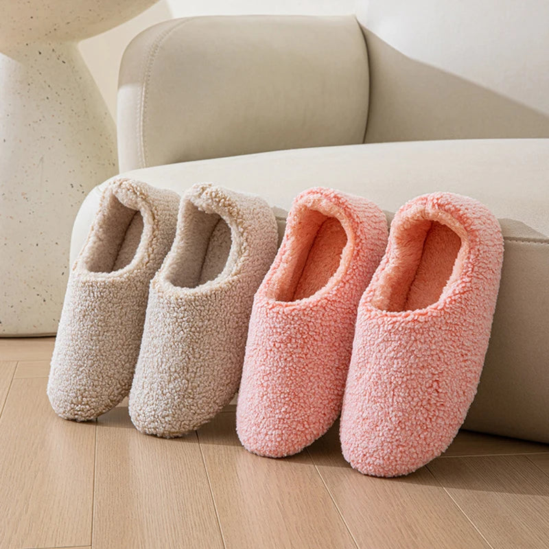 Casual Plush Women's Slippers Home Luxury Designer Woman Shoes Flat Winter Indoor Ankle Boots Trend Slides Elegant Footwear Soft
