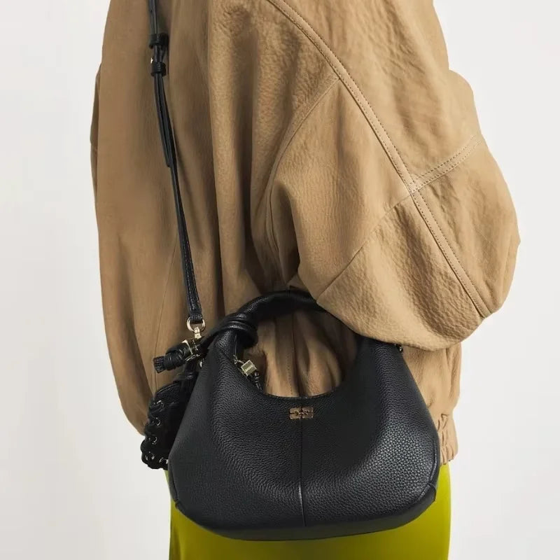 Designer Luxury Hobo Bag Women Faux Grained Leather Mirror Hangtag High Quality Handbag 2026 Trend Twisted Knot Crossbody Bag