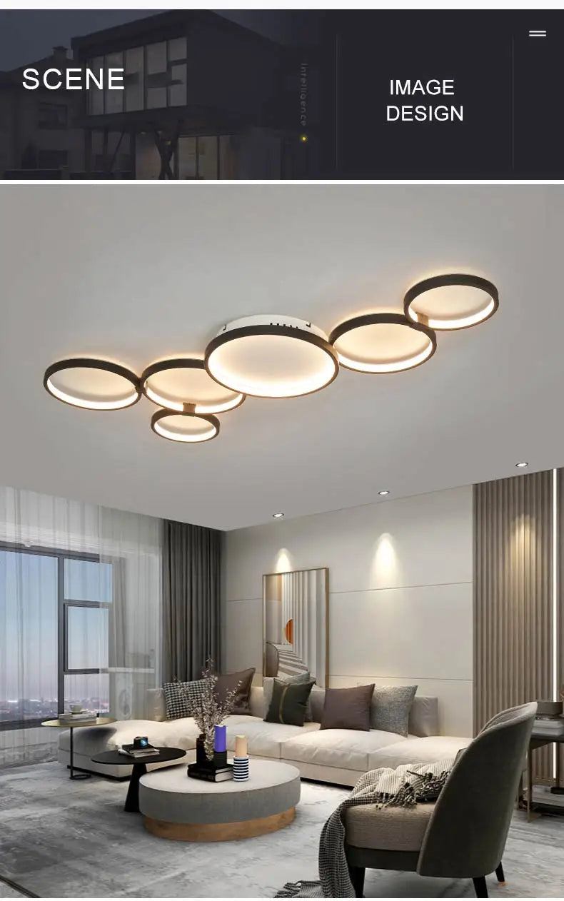 Modern LED Ceiling Chandeliers With Remote Control Decor Home Ring Lamp Living Room Bedroom Dining Room Ceiling Light Fixtures