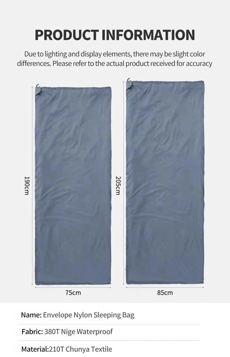 Outdoor Camping Ultralight Compact Adult Sleeping Bag Travel Washable Down Cotton Insulation Dirt-Resistant Portable Waterproof