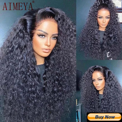 AIMEYA Blue Hair Lace Wig Synthetic Straight Wigs for Women Lace Frontal Wig Natural Hairline Cosplay Party Wigs Heat Resistant