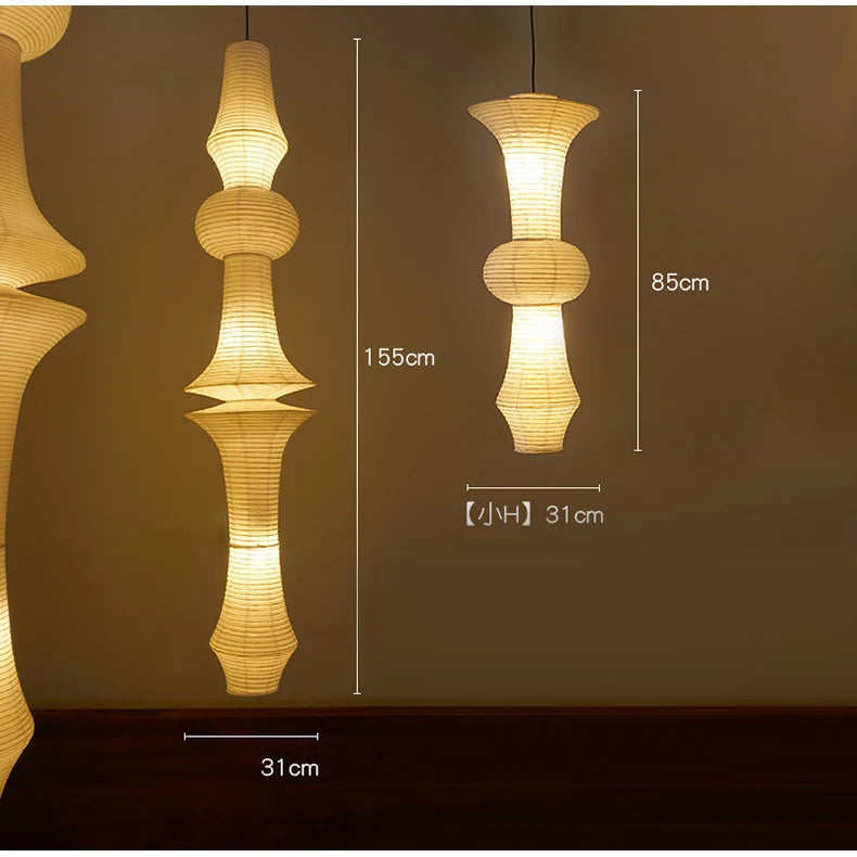Nordic Wabi Sabi Wind Rice Paper Led Pendant Lights Living Room Bedroom Corner Chandelier Duplex Loft Home Decor Bedside Lamp