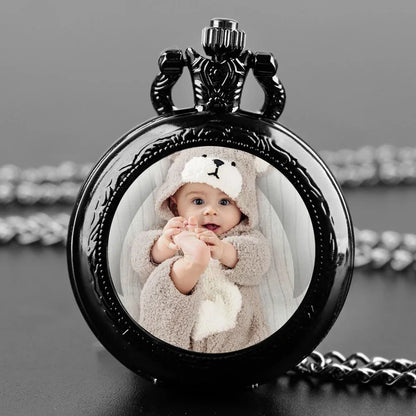 Custom Picture Unique Creative Quartz Pocket Watches Necklace Accessory Chain Clock Kids Souvenir Best Gifts For Women Men