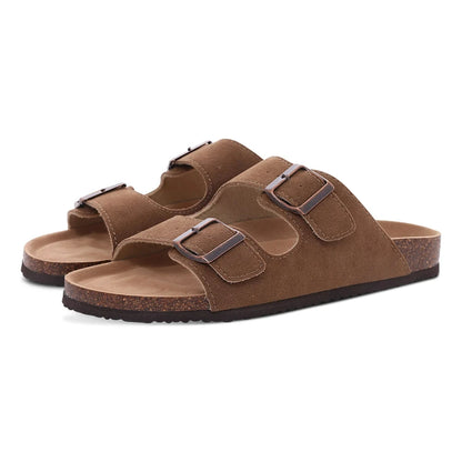 Crestar Women's Clogs Mules Cork Clogs Slippers Men Outdoor Mules Suede Clogs Shoes with Arch Support Mule Leather Clogs Sandal
