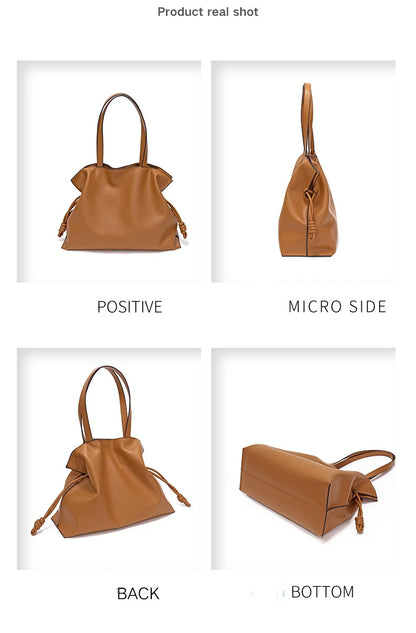 100% Genuine Leather Extra Large Shoulder Bags Women Handbag Bucket Bag Fashion Luxury Designer String Tote Tassel Clutch Bolsas