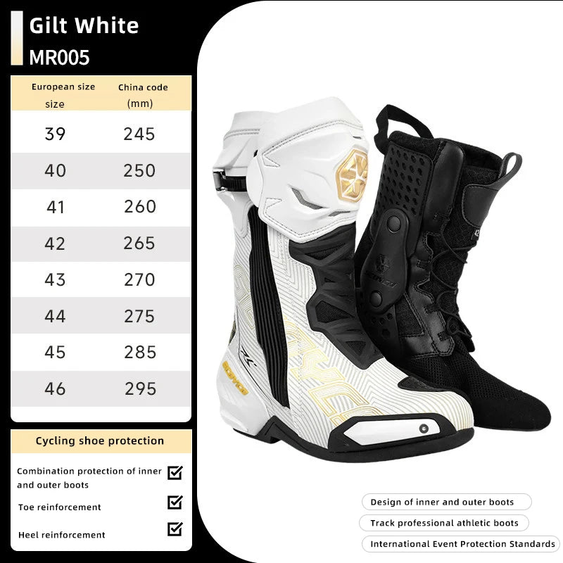 Scoyco Professional Motorcycle Racing Boots Track‑Grade Protective Riding Shoes Dual‑Boot Ankle TPU Shin Guard Breathable Boots