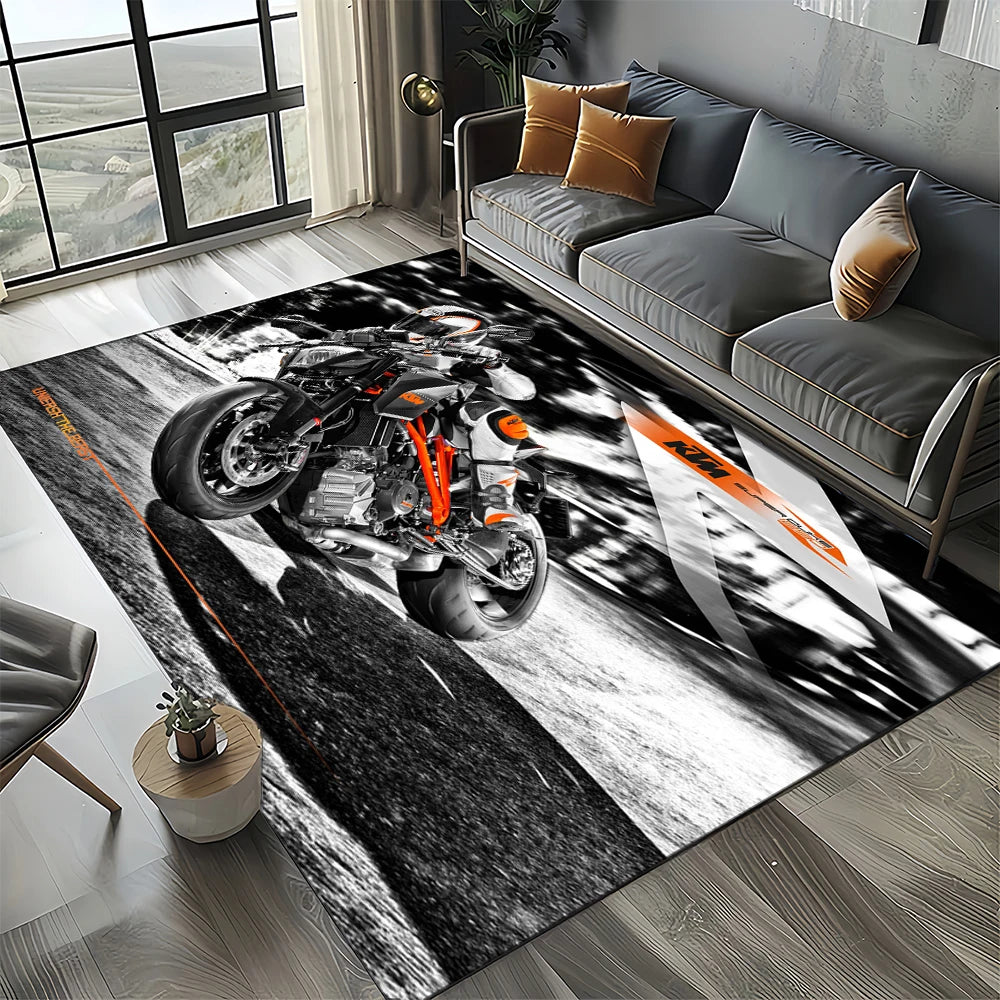 Racing Car K-KTM Motorcycle Carpet Rug for Living Room Bedroom Home Sofa Decoration,Kids Play Area Rug Non-slip Floor Mat Gift