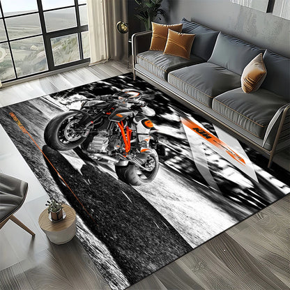 Racing Car K-KTM Motorcycle Carpet Rug for Living Room Bedroom Home Sofa Decoration,Kids Play Area Rug Non-slip Floor Mat Gift