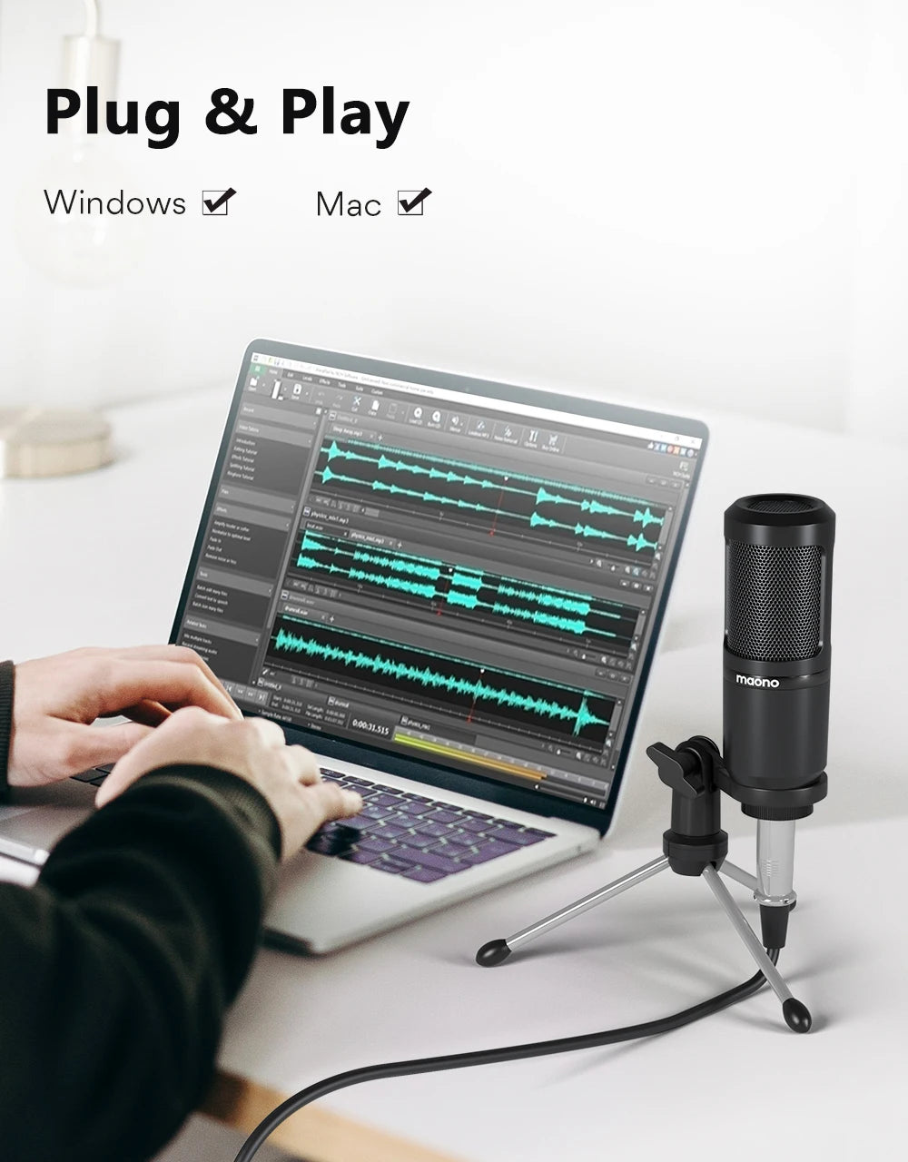 MAONO PM360TR Condenser Microphone Podcast Microphone 3.5mm Mic for Computer, Laptop, Phone, Sound Card, YouTube, Gaming, Record