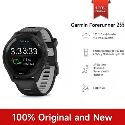 Garmin Forerunner 265 Outdoor GPS Smartwatch, Multi-Band Navigation with Topo Map, Altimeter Compass, 24/7 Health Tracking SpO2 Sleep Monitor, Cycling Running Hiking Triathlon