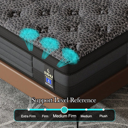 12/14inch Memory Foam Mattress Twin Full Queen King Pocket Spring Mattress Medium Firmness Suitable for Home Bedrooms and Hotels