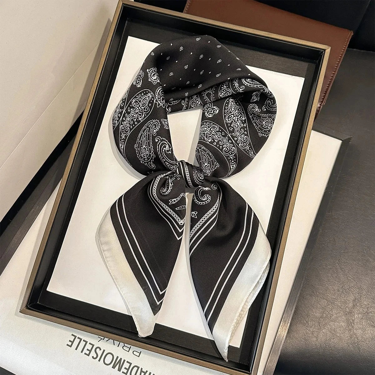 2025 New Paisley Print Silk Scarf for Women Square Hijab Soft Neck Tie Female Fashion Decoration Silk Headscarf 70*70cm Kerchief