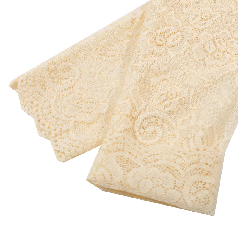 Women Summer Ice Silk Lace Arm Sleeve Elastic Sleeve Driving Gloves Black White Long Fingerless Mittens Sunscreen Gloves