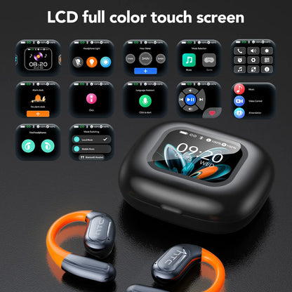 Bluetooth Wireless Headset HTC NE27 AI Real-Time Language Translator Earbuds Ear Hook Touch LCD Display ENC 2026 Choice