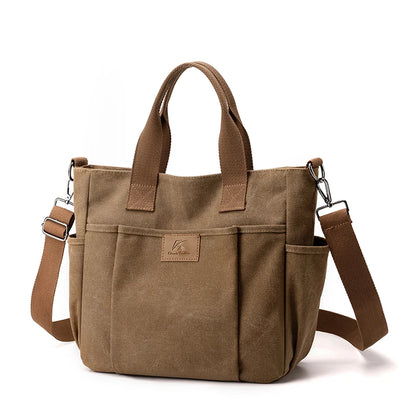 High Capacity Top-Handle Bag For Women Shoulder CrossBody Bag Vintage Canvas Ladies Tote Messenger Bag Female Travel Handbag